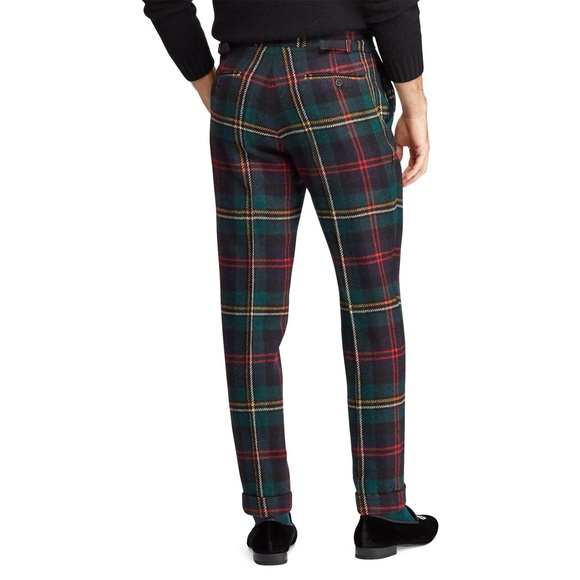 Vintage Polo Ralph Laurentartan plaid flat frontmade in USApant